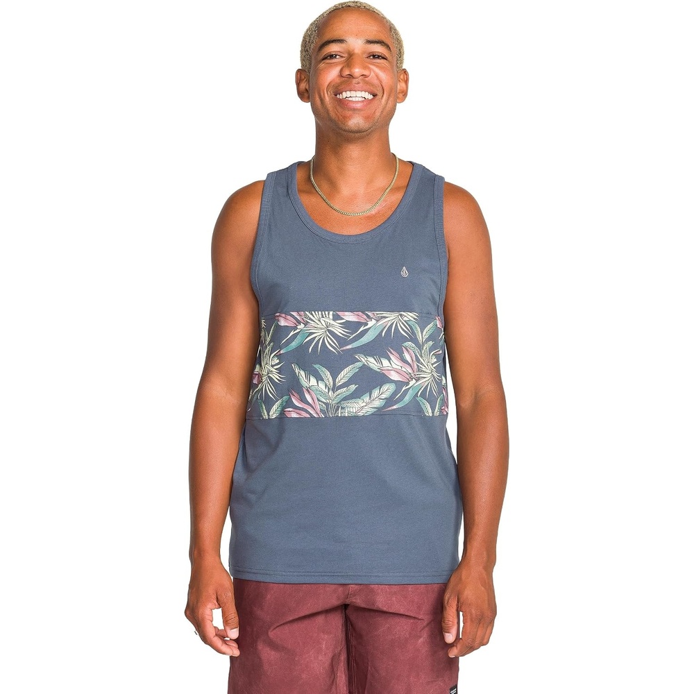 image:imageVolcom Mens Sylvan Striped Tank Top Soft Cotton Sleeveless Shirt with Yarndye Stripe PatternDark Slate
