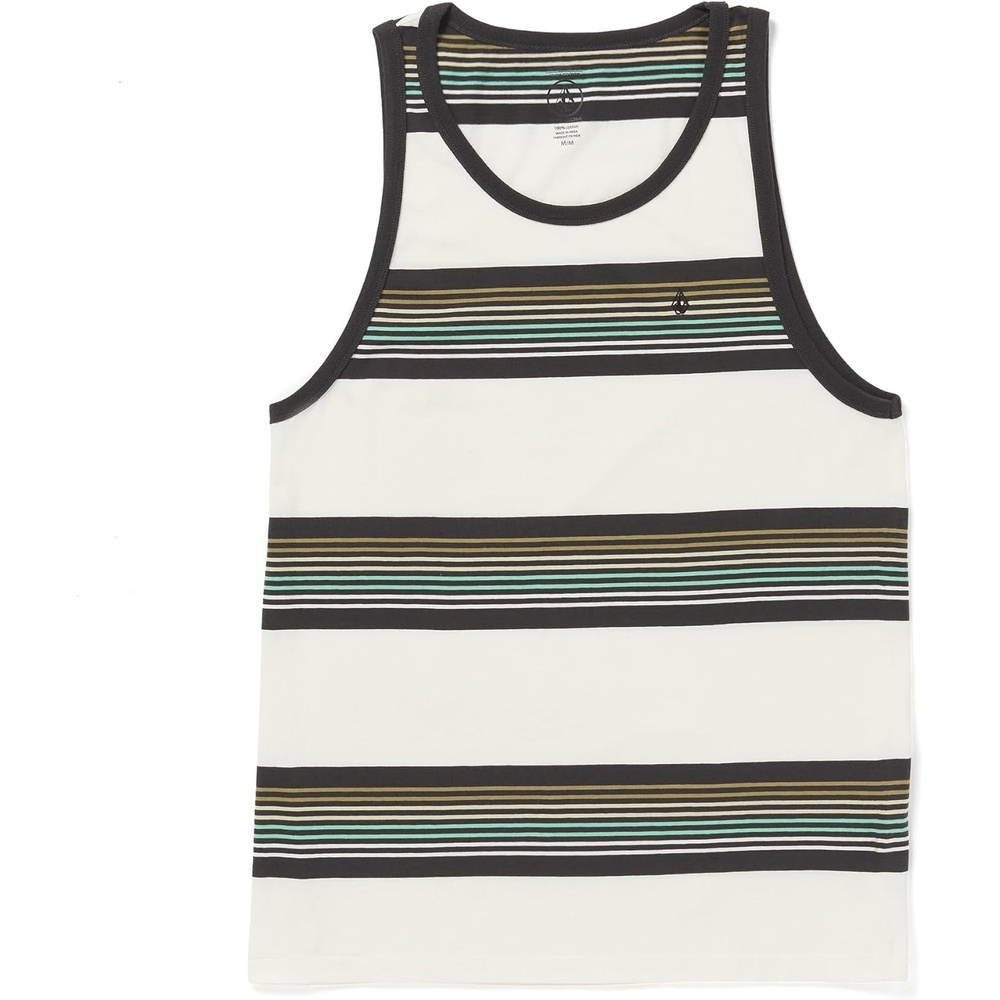 image:imageVolcom Mens Sylvan Striped Tank Top Soft Cotton Sleeveless Shirt with Yarndye Stripe PatternOffwhite
