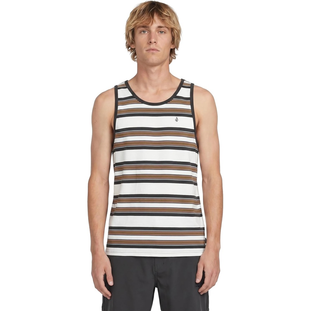 image:imageVolcom Mens Sylvan Striped Tank Top Soft Cotton Sleeveless Shirt with Yarndye Stripe PatternPatriotic