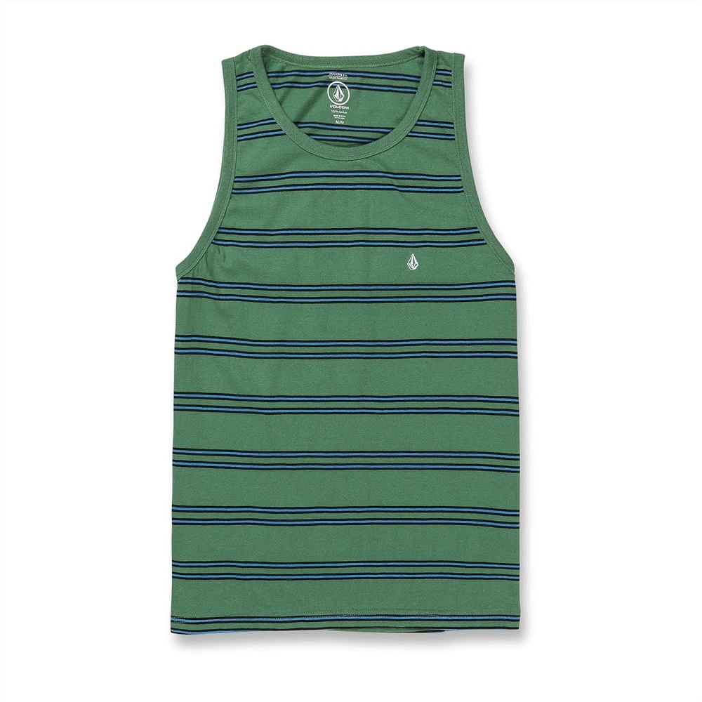 image:imageVolcom Mens Sylvan Striped Tank Top Soft Cotton Sleeveless Shirt with Yarndye Stripe PatternPine