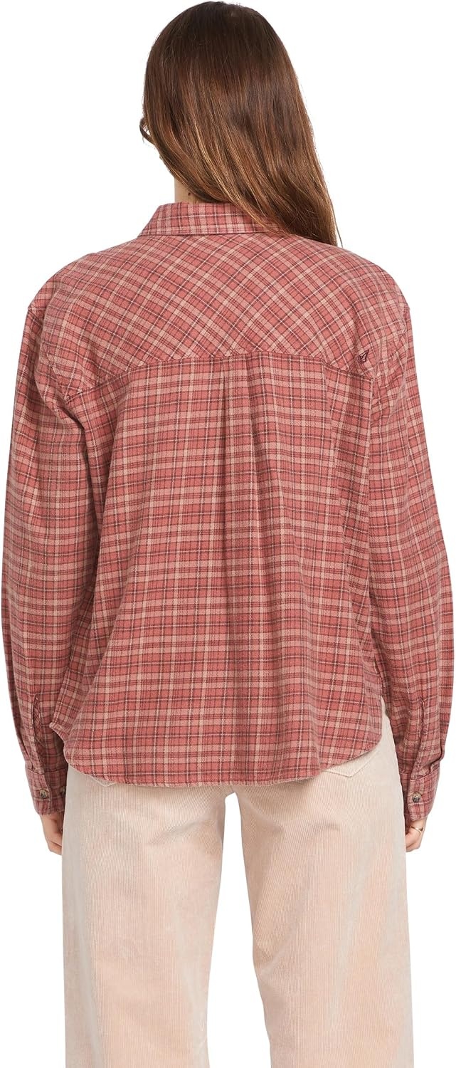 image:imageVolcom Womens Plaid to Meet U Long Sleeve Flannel ShirtChestnut Brown